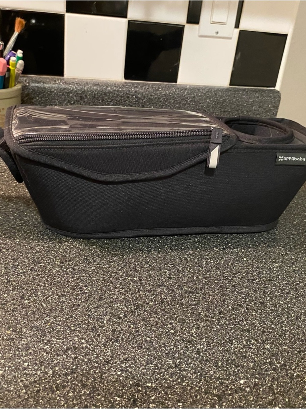 UPPAbaby Black Stroller Caddy Organizer with Clear Top Pocket